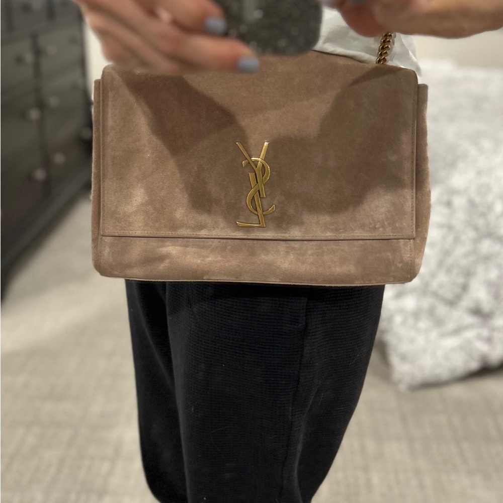 Saint Laurent Kate Crossbody Tan Suede Suede Bag-Reversible - Picture 8 of 10
